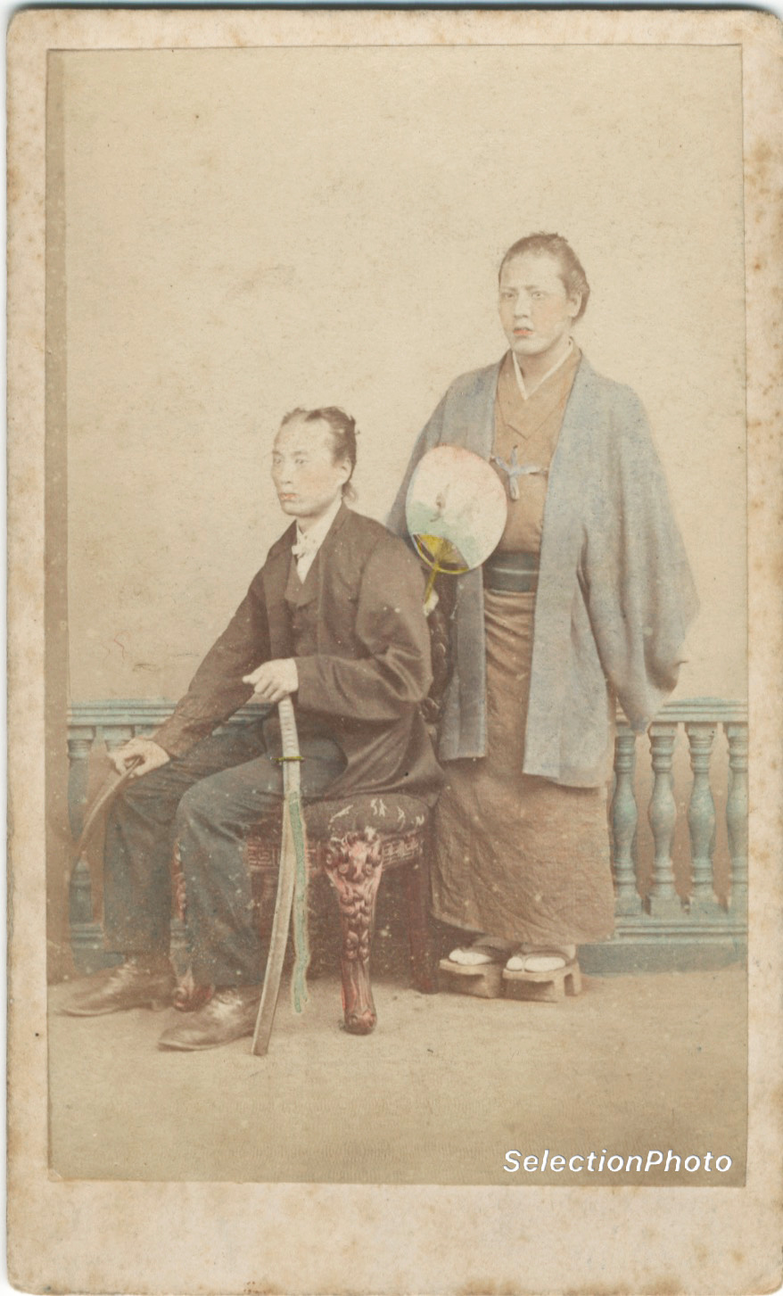 CDV Japan "Two officiers" - Vintage albumen print ca 1870