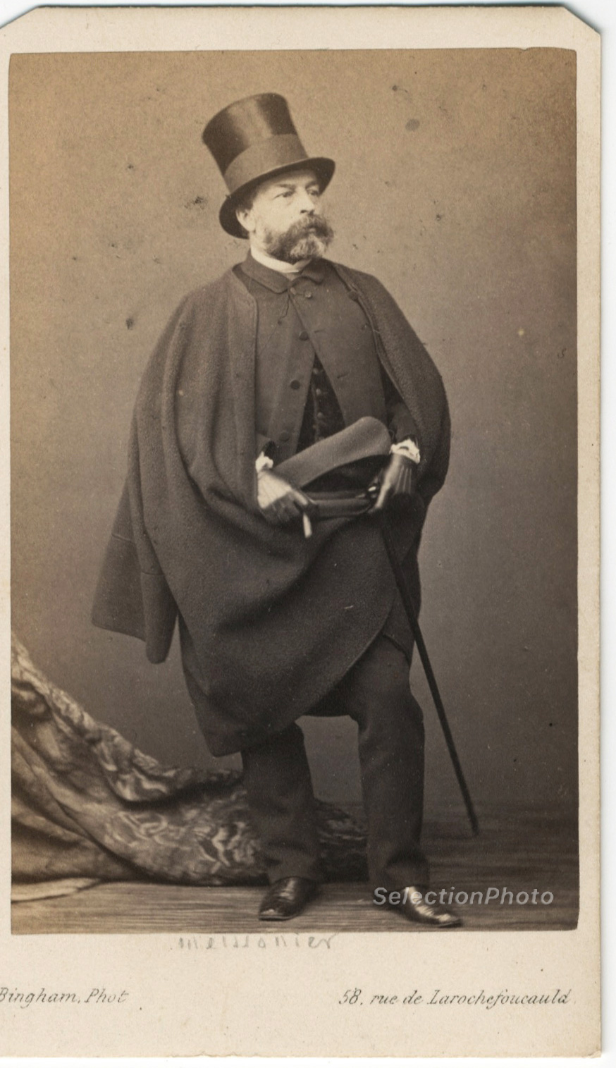 Portrait d'Ernest MEISSONIER par Bingham - Tirage albuminé original format CDV ca 1870