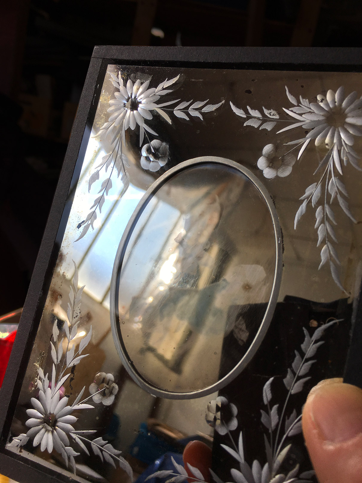 DAGUERREOTYPE 1/9e Monté en MIROIR Vénitien - Femme et Bébé Endormi - 5 x 7,4 cm