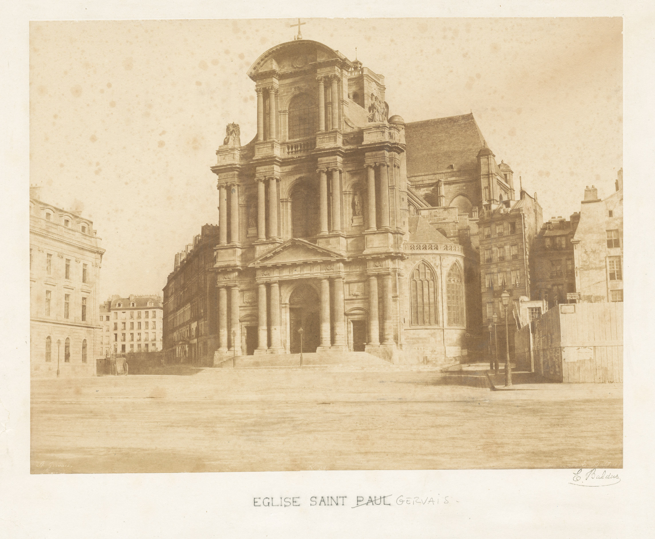 Edouard BALDUS Saint Gervais PARIS - Salt Print from Calotype 1855 - 17x13in