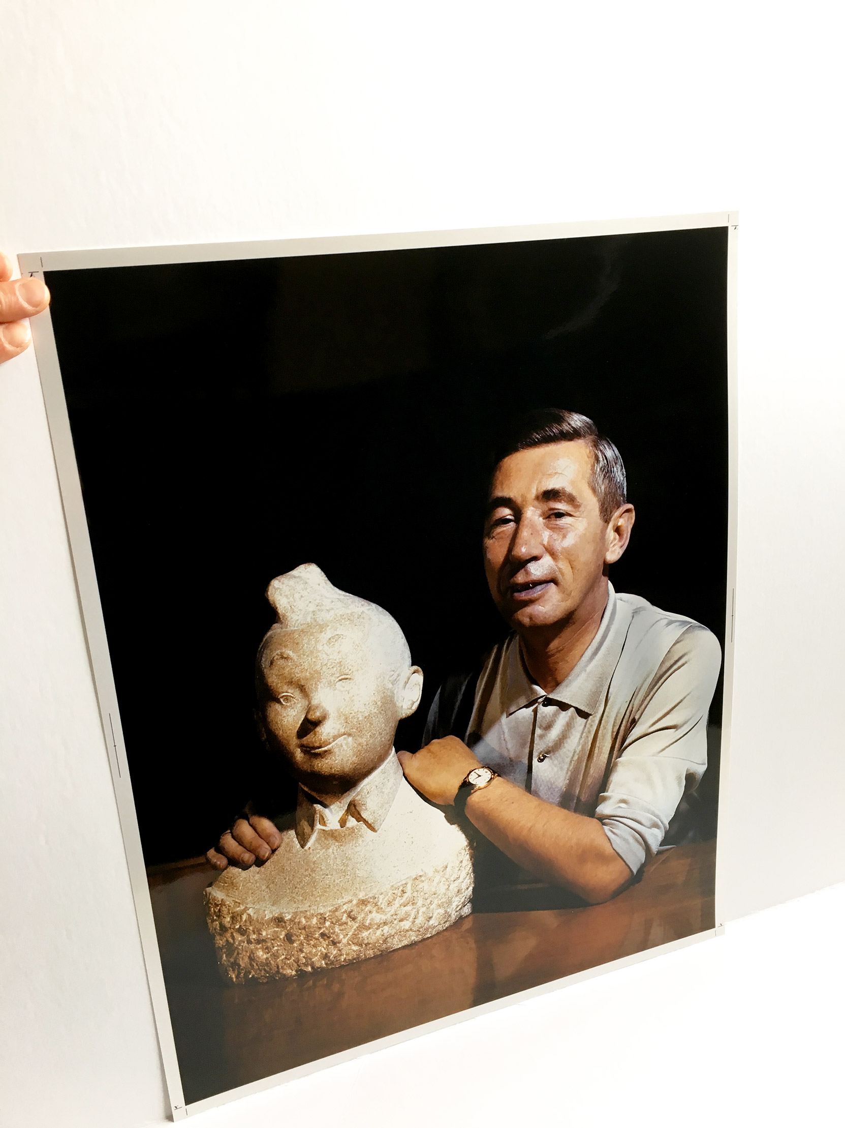 Photo HERGÉ par Robert KAYAERT - Buste de TINTIN - Beau Tirage Original 40x50