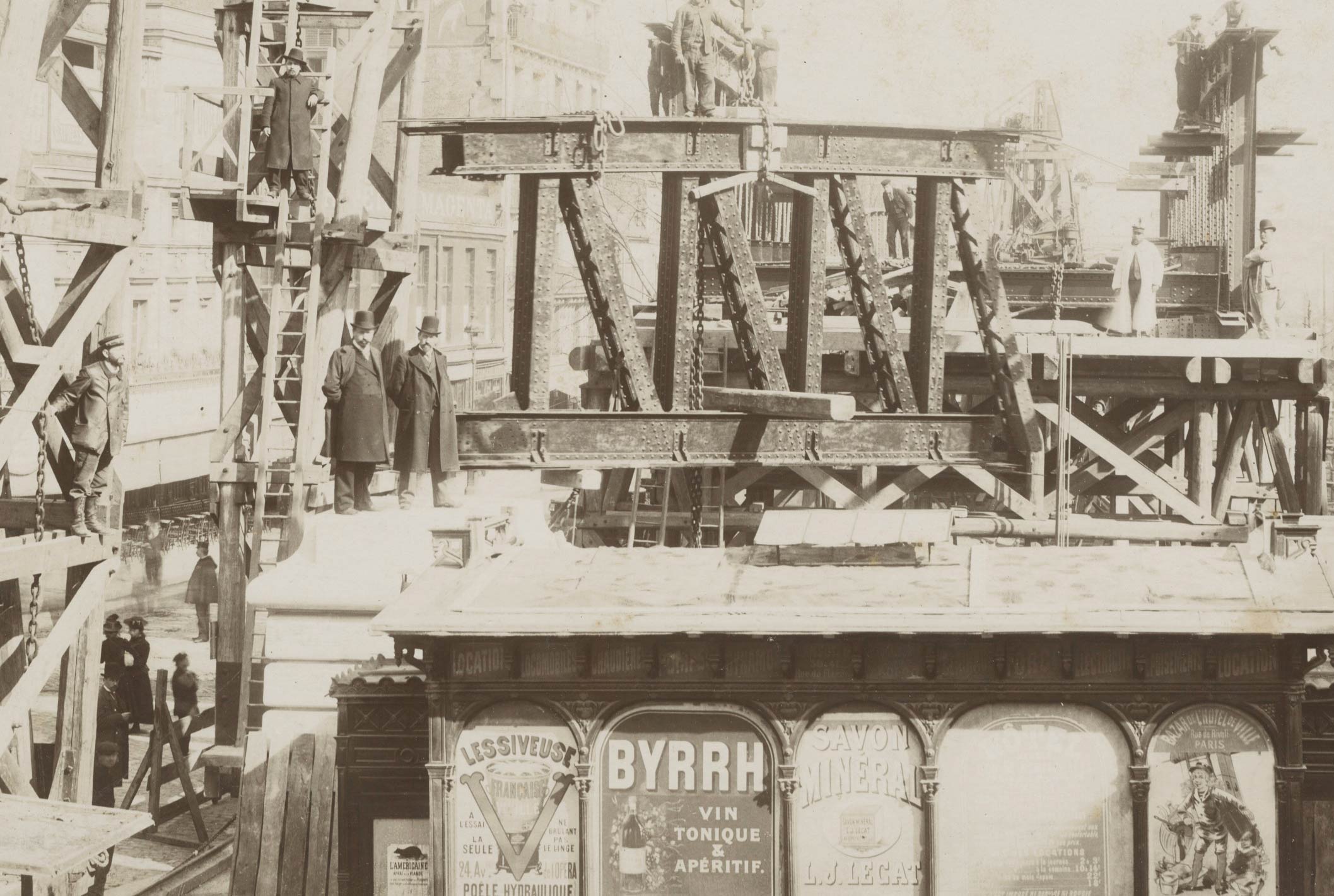 Construction MÉTRO Paris - Carrefour BARBÈS - Tirage Argentique 1900 - 38x28cm