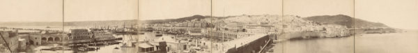Panoramic view of ALGIERS - Portier c 1870 - Vintage Albumen Print 55x7.5 in