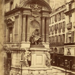 Antique Photograph Place Molière PARIS - Vintage Albumen Print 1870 - 9.8x7.5 in