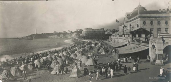 Panorama BIARRITZ Plage Casino Hotel du Palais Tirage Argentique 1920 39x18cm