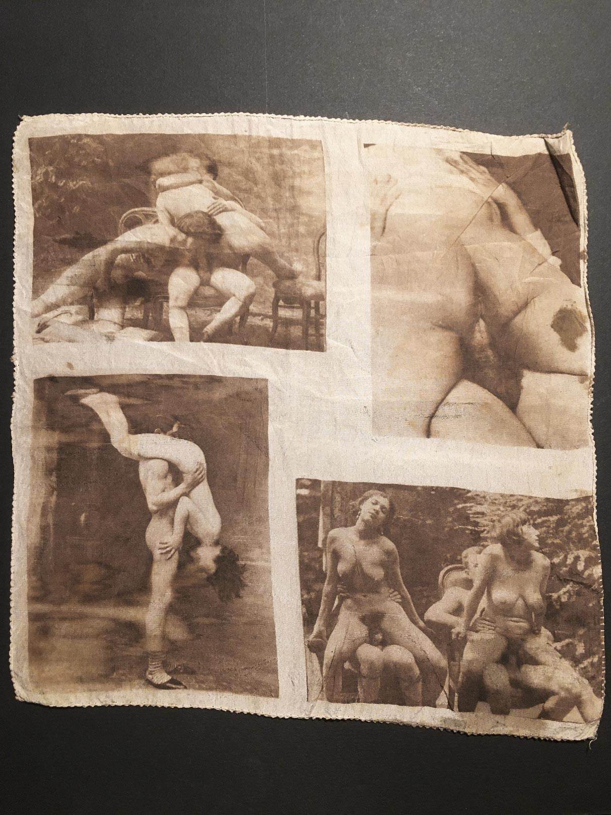 VANDYKE - Photograph on silk (ammoniacal iron citrate) - 4 libertine scenes 8.6x8.6in