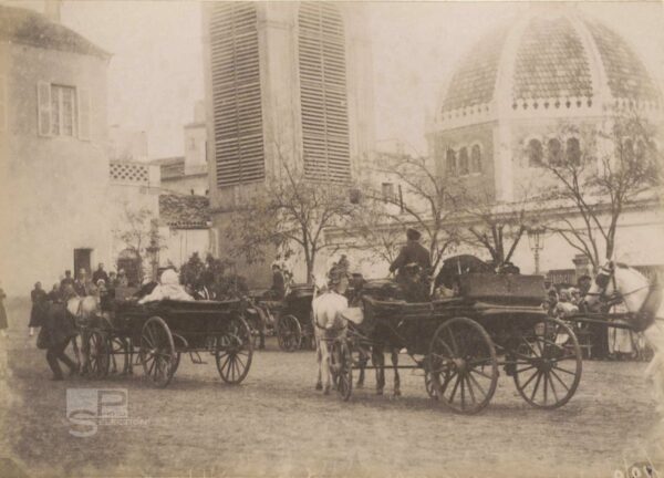 CONSTANTINE Place du Palais Algérie vers 1880 - Tirage Albuminé Original 11x8cm