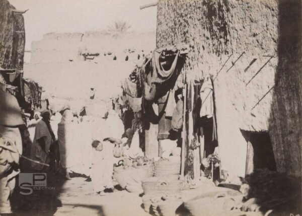 Marché de SIDI OKBA c.1880 Algérie - Tirage Albuminé Original d'Époque - 11x8cm