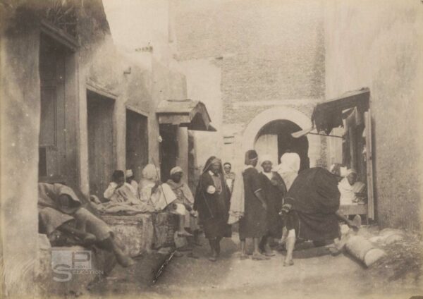 Street of TANGER Morocco circa 1880 - Vintage Albumen Print - 4.3x3.1in