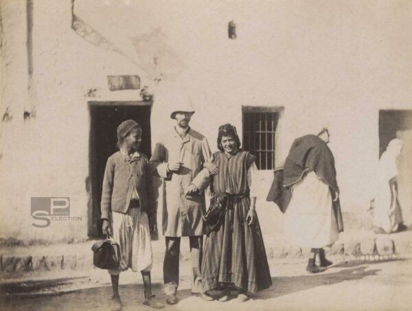 Morocco Street in TANGER circa 1880 - 2 Vintage Albumen Prints - 4.3x3.1in