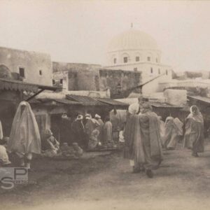 Tunisie Rue Saussier KAIROUAN - Le marché vers 1880 - Tirage Albuminé - 11x8cm