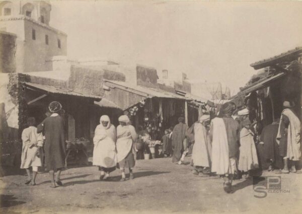 The market of KAIROUAN Rue Saussier Tunisia - c.1880 - Albumen Print - 4.3x3.1in