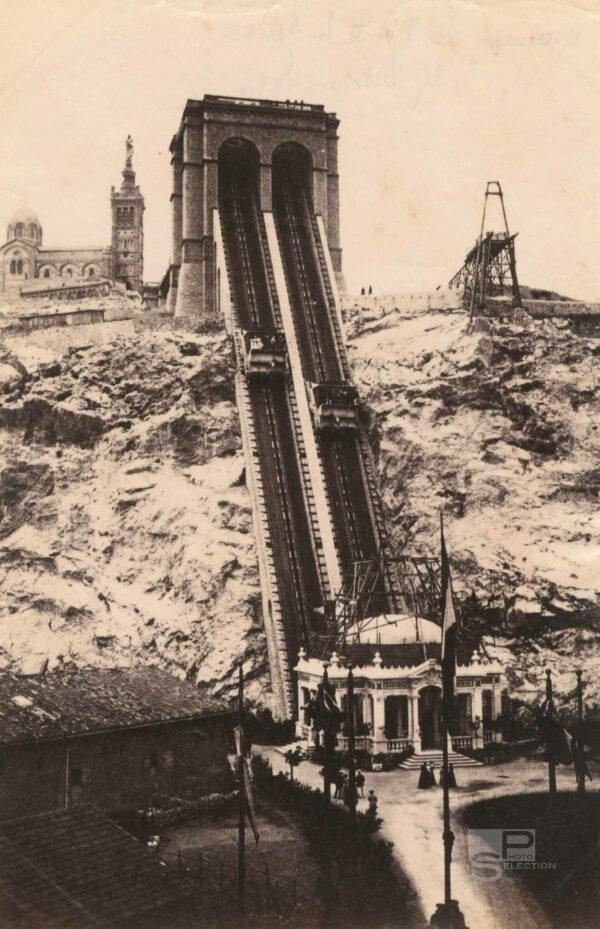 Ascenseur de Notre DAME de la GARDE - Marseille 1892 - Tirage Original 15x10cm