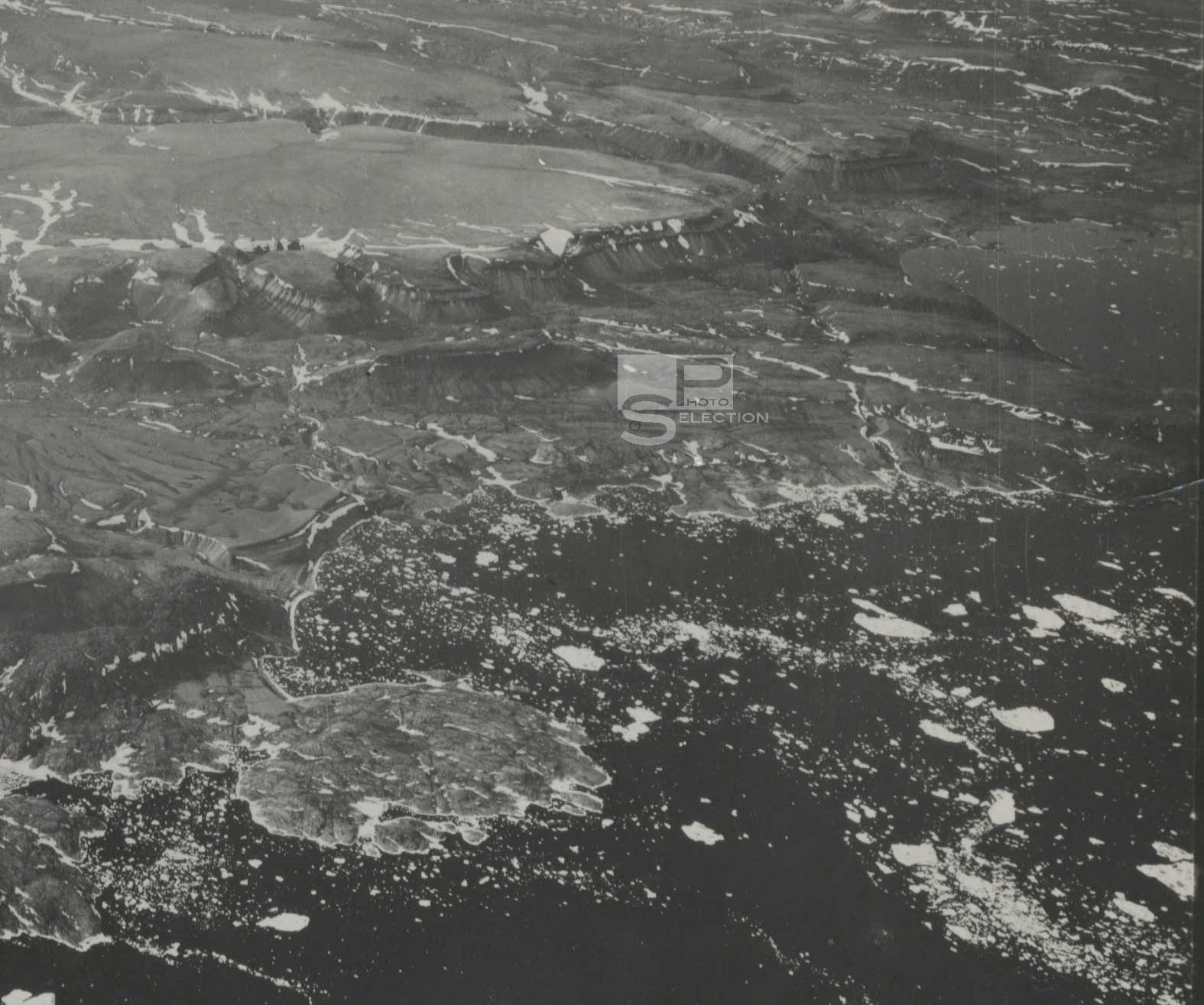 Terre ADÉLIE Antarctique c1950 - Photographie Aérienne - Tirage Original 23x23cm