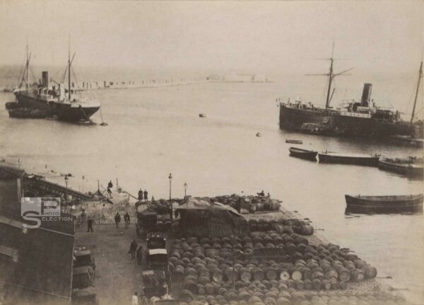 Photograph of the harbor of ALGER 1880 - Algeria - Vintage Albumen Print 4.3x3.1in