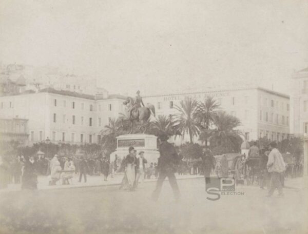 ALGER Place du Gouvernement 1880 - Hôtel de la Régence - Tirage Original 11x8cm
