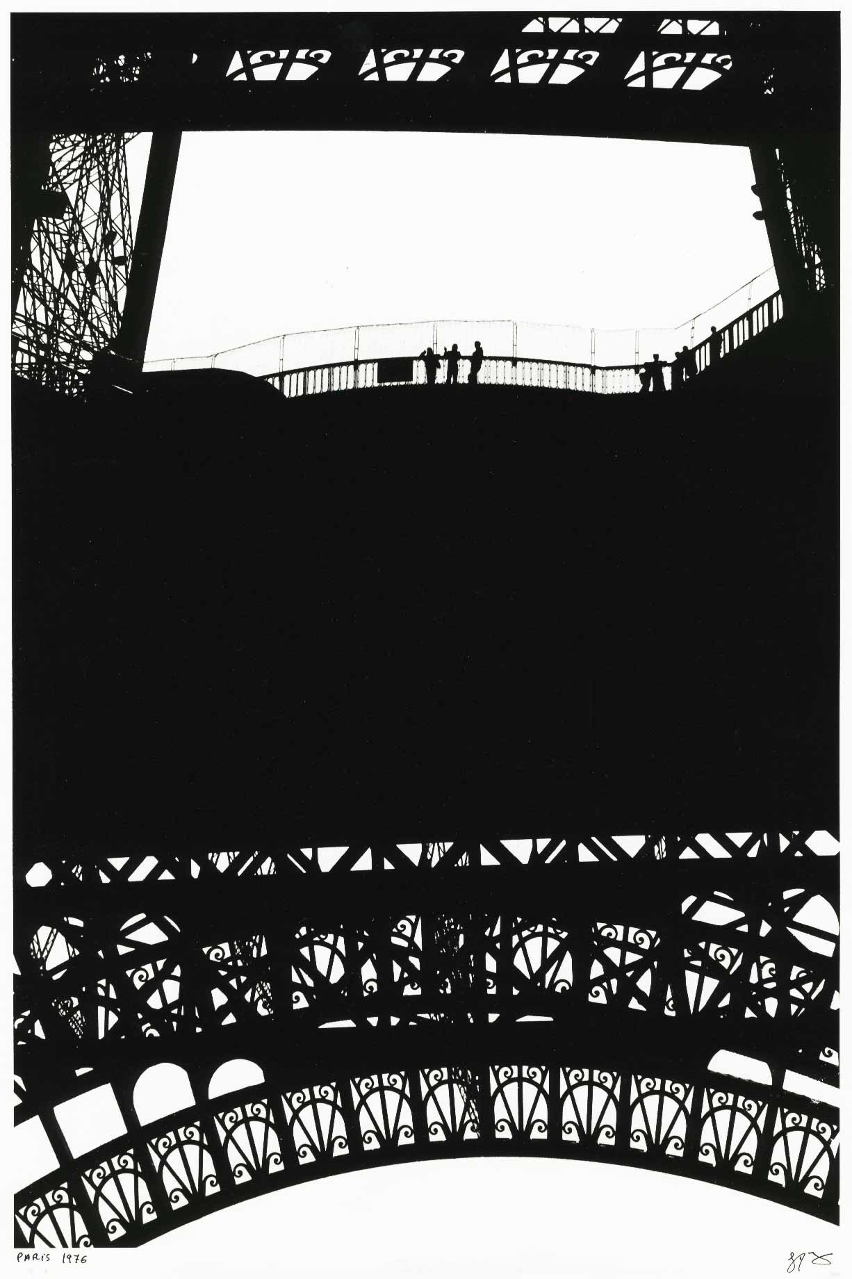 The EIFFEL Tower against the light - Paris 1976 - Vintage Silver Print 15x9.8in