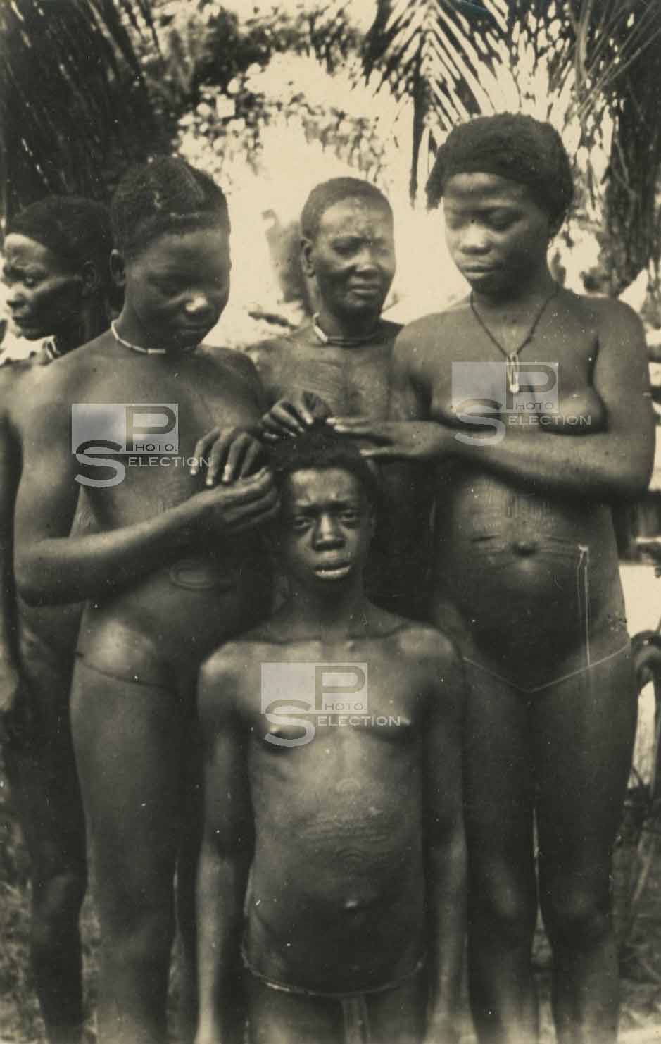 Haut Ogooué GABON - Scarifications BATÉKÉS 1930 - 3 Tirages Argentiques 11x7cm
