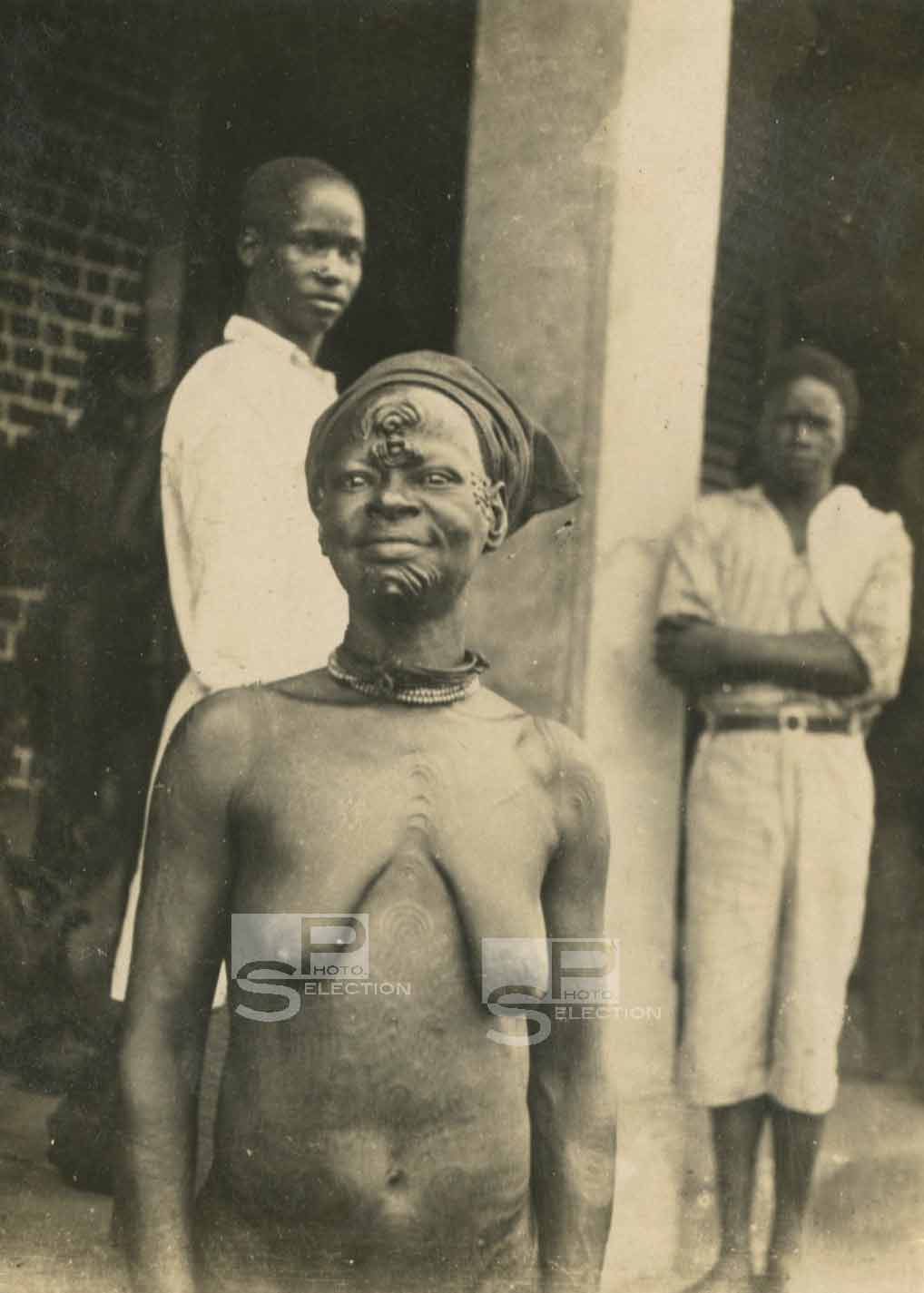 BATÉKÉS Scarifiées Haut Ogooué - 3 Tirages Argentiques Originaux 1930 - 11x7cm