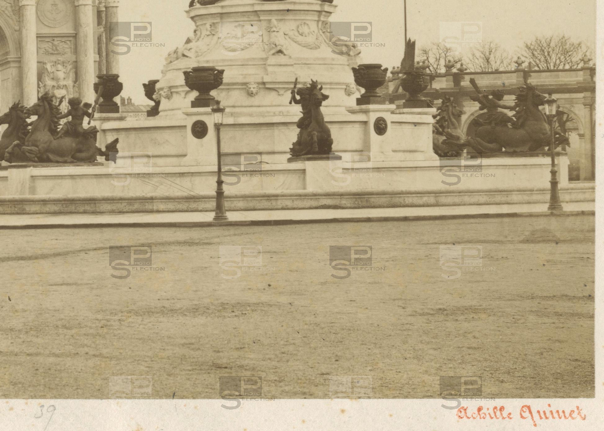 Fontaine Place du Trône PARIS Achille QUINET c 1880 - Tirage Albuminé - 24x19cm