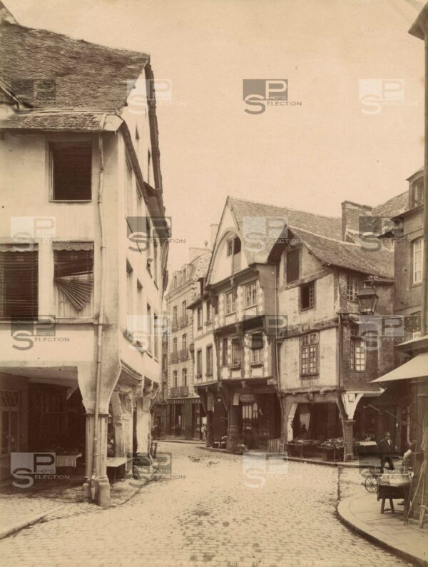 Rue de l'Apport DINAN vers 1870 - Très beau tirage albuminé d'époque - 27x20cm