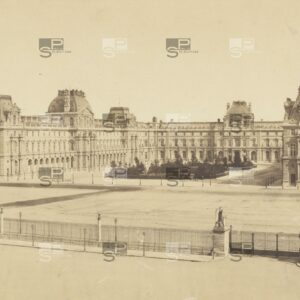 Edouard BALDUS Le Louvre - Cour Napoléon PARIS - Papier Salé 1855 - 29x18cm
